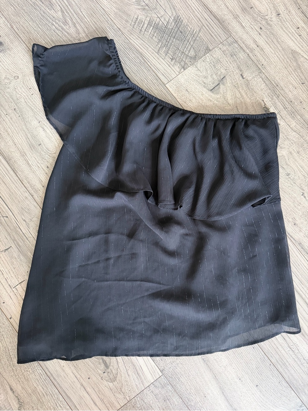 Torrid Asymmetrical One-Shoulder top with Metallic Pinstripes